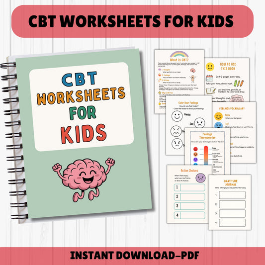 CBT Worksheets for Kids | Feelings, Thoughts & Emotions SEL Activities PDF