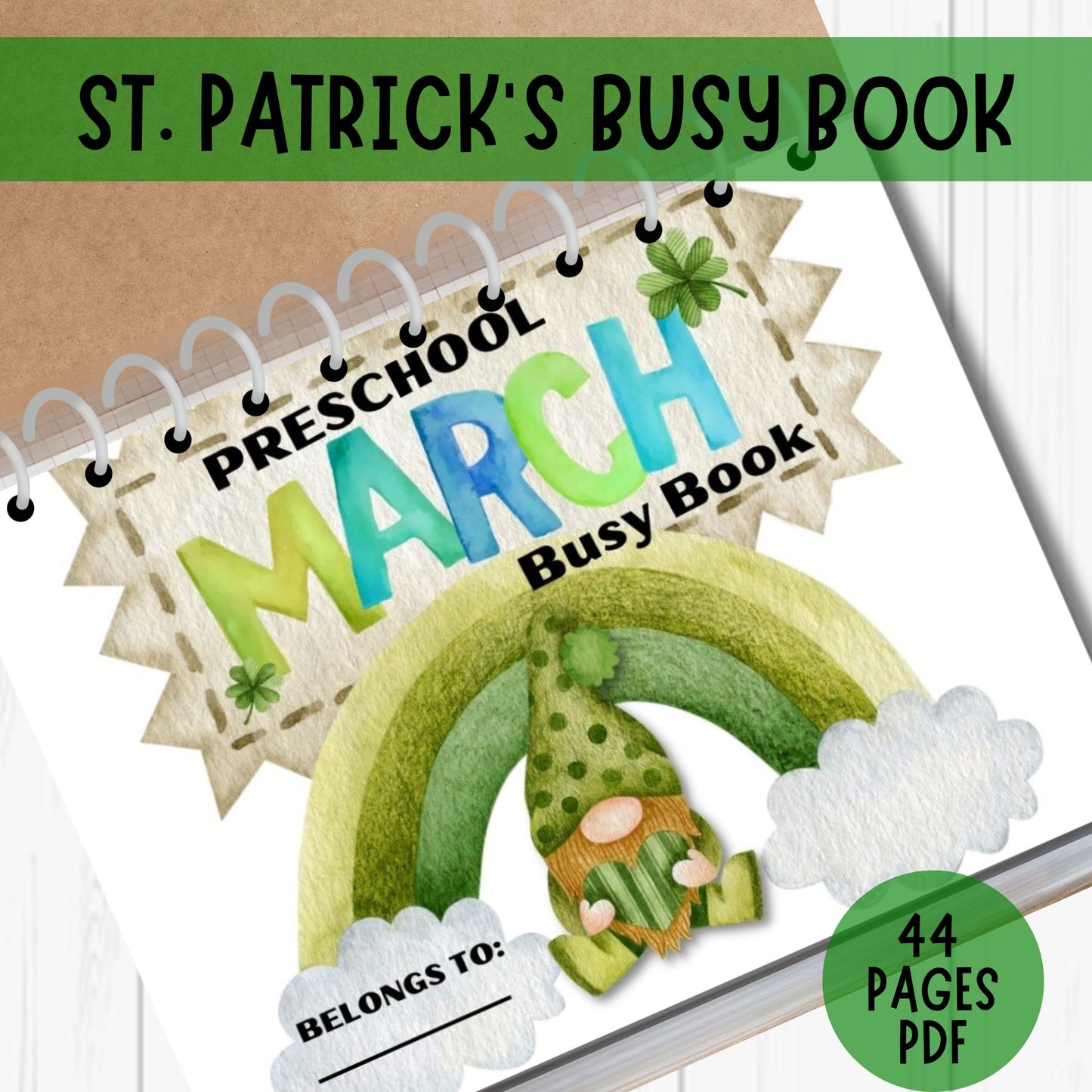 St Patricks Day Busy Book Printable Toddler Learning Binder Preschool Printables Homeschool Activity Book Educational Worksheets for Kids