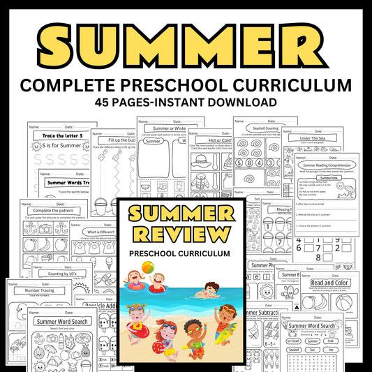 Pre-K Summer Curriculum | Printable Preschool Lesson Plans & Activities | Summer Math & Literacy Worksheets