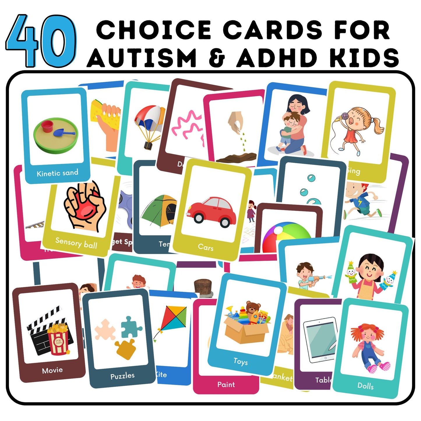 Printable daily choice cards for autism and ADHD visual communication support