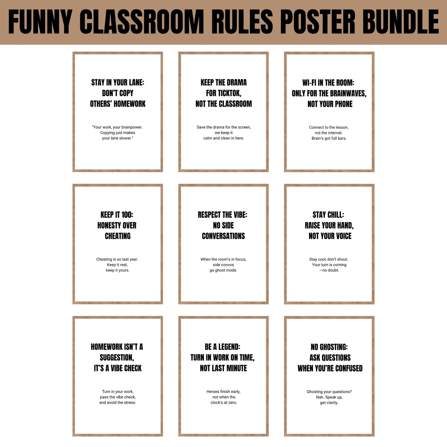 Funny Classroom Rules Printable Classroom Decor Black And White School Wall Posters Minimal Classroom Rules Decor Middle High School Teacher