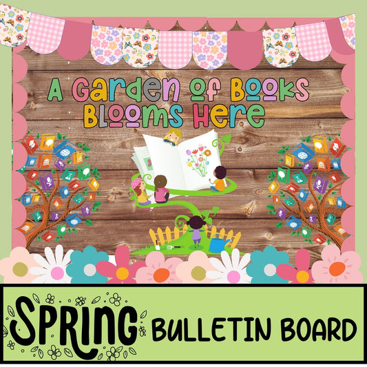 Spring Reading Bulletin Board | Books-Themed Classroom Decor | Spring Door Display & School Library Decor