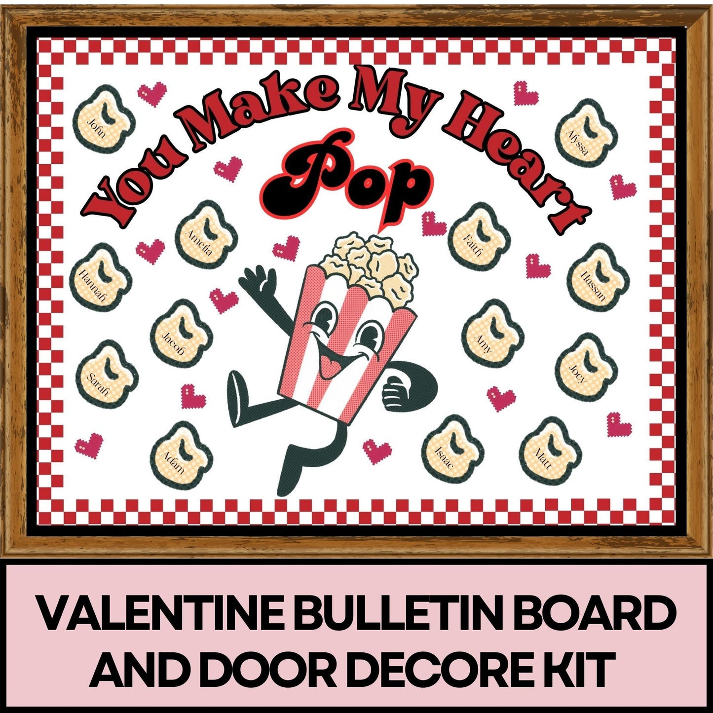 Valentines Bulletin Board Retro Bulletin Board Popcorn Bulletin Board Valentines Door Decor Classroom Decor Valentine Student Activity