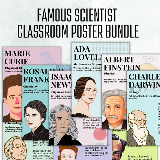 Famous Scientist Classroom Poster Set Science Classroom Décor Women in Science Men in Science Famous Women in Math Classroom Decor Digital