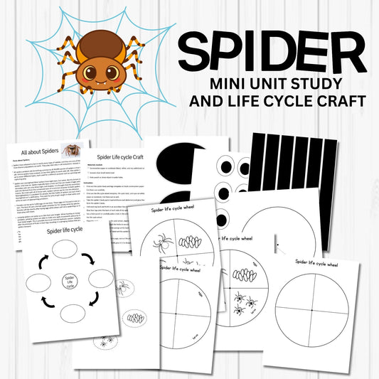 Printable Spider Unit Study for Kids – Life Cycle Worksheets, Craft, and Halloween Homeschool Science Activity