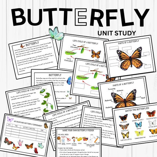 Butterfly Unit Study Bundle Charlotte Mason Nature Study Homeschool Learning Materials Educational Prints Butterfly Preschool Busy Binder