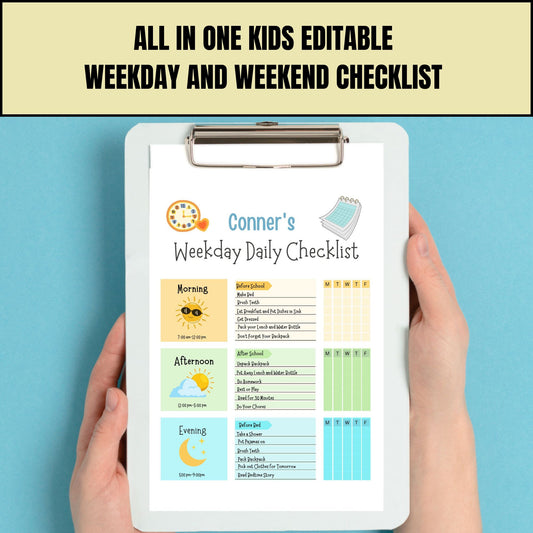 Editable Chore Chart for Multiple Kids Daily Checklist Template  for Canva Responsibility and Daily Routine Kids Chore Checklist