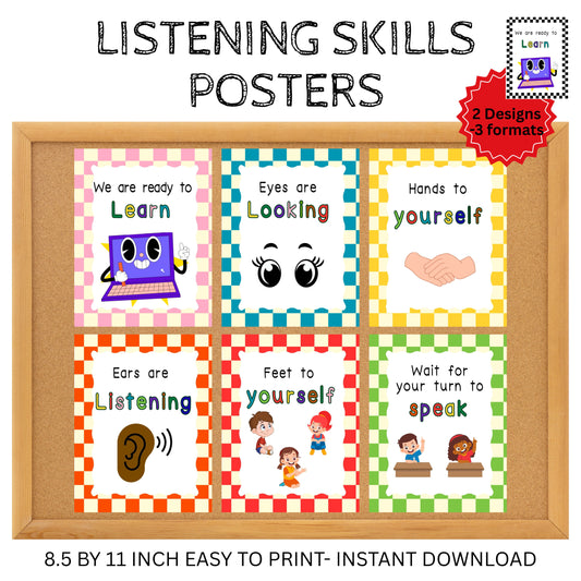 Classroom Listening Posters – Behavior Expectations and Visual Cues (Digital Download)