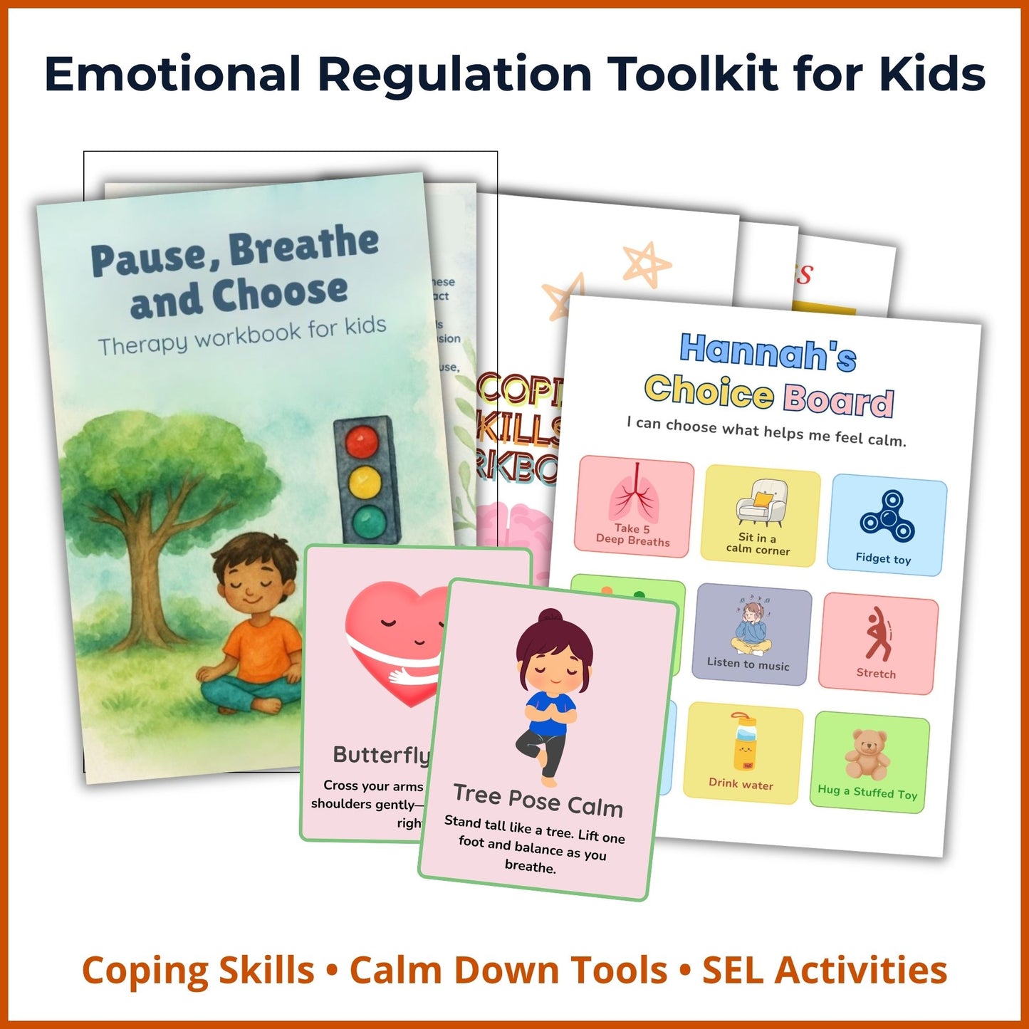 Emotional regulation toolkit for kids printable bundle