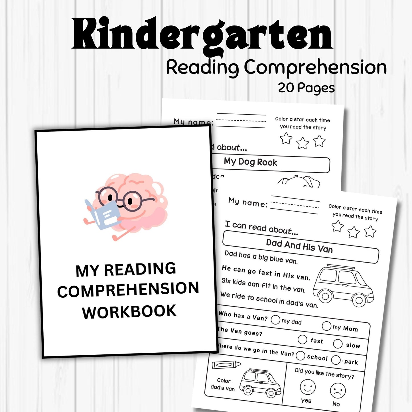 Reading Comprehension Pack for Beginner Readers 20 Worksheets Easy Text Multiple Choice Questions with Illustrations