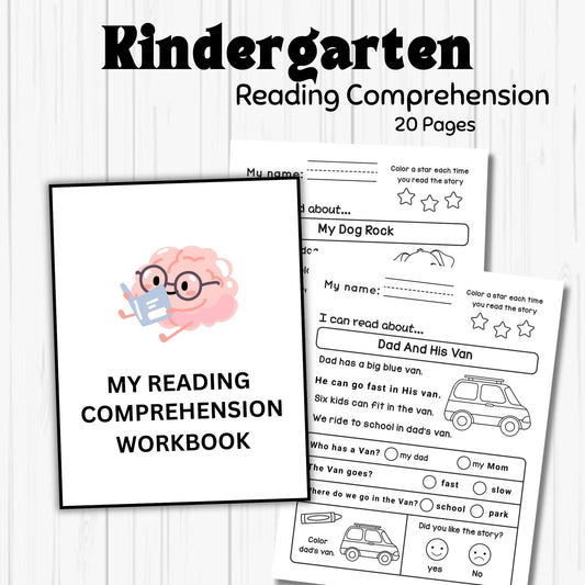 Reading Comprehension Pack for Beginner Readers 20 Worksheets Easy Text Multiple Choice Questions with Illustrations