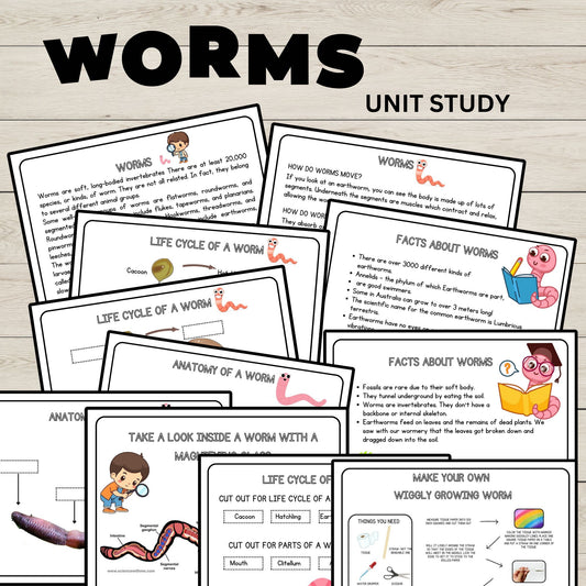 Worms Unit Study Charlotte Mason Printable Resources Homeschool Learning Bundle Nature Study Homeschool Curriculum Educational Activities