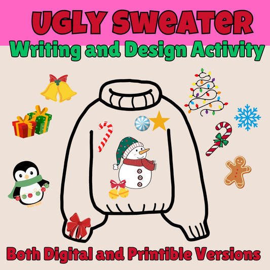 Ugly Christmas Sweater Writing & Design Activity | Digital & Printable Holiday Literacy Project