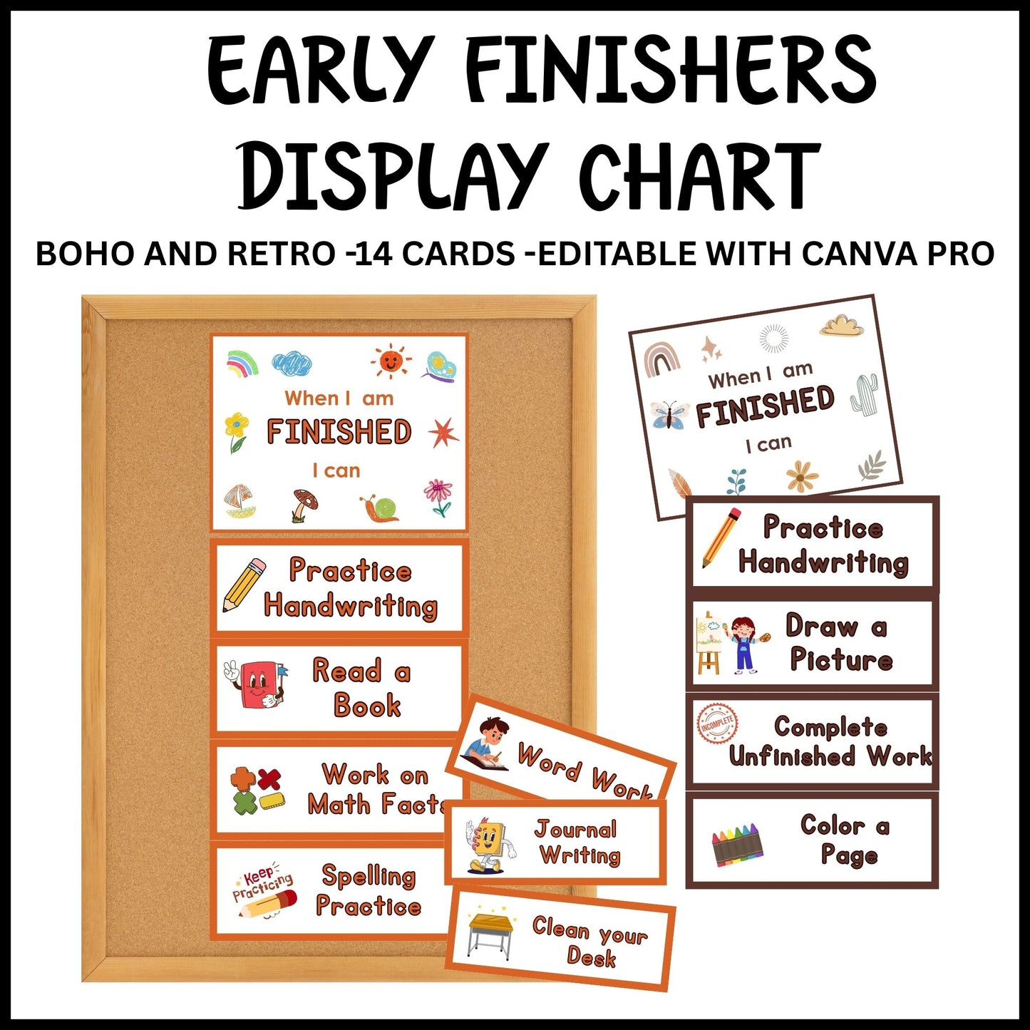 I’m Done Posters for Early Finishers | Boho & Retro Classroom Decor | Editable Canva Template