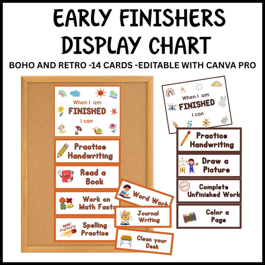 I’m Done Posters for Early Finishers | Boho & Retro Classroom Decor | Editable Canva Template