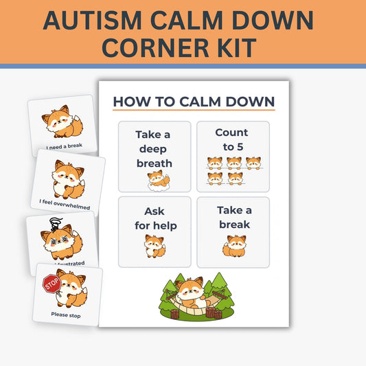Autism calm down corner kit printable emotional regulation cards and posters