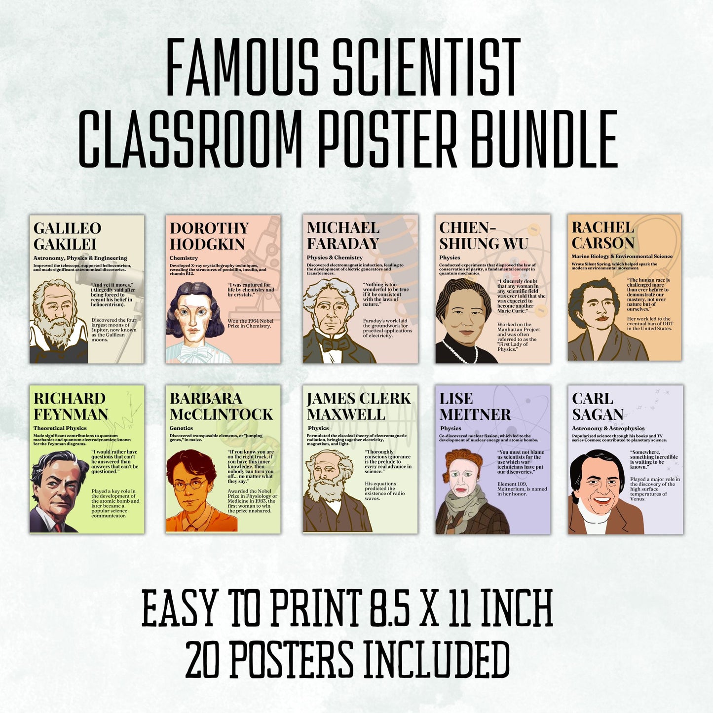 Famous Scientist Classroom Poster Set Science Classroom Décor Women in Science Men in Science Famous Women in Math Classroom Decor Digital