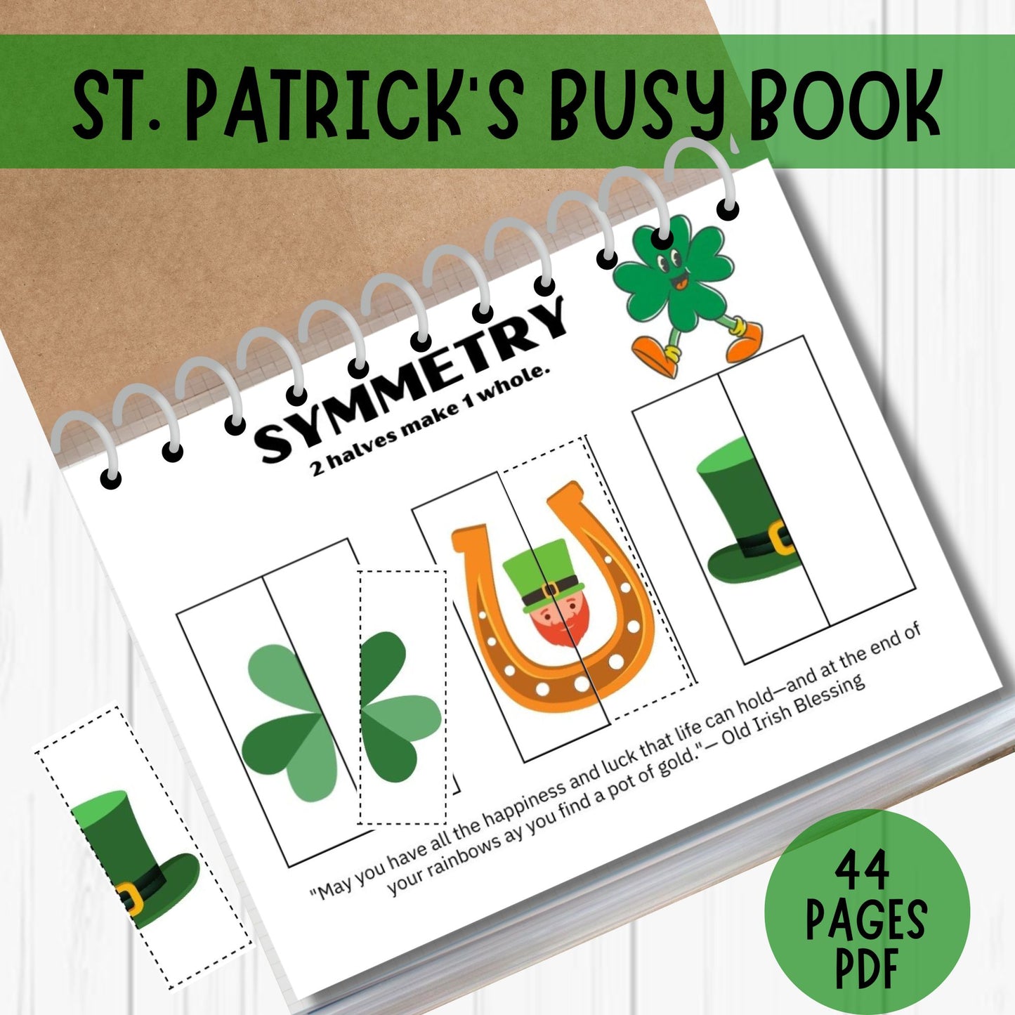 St Patricks Day Busy Book Printable Toddler Learning Binder Preschool Printables Homeschool Activity Book Educational Worksheets for Kids