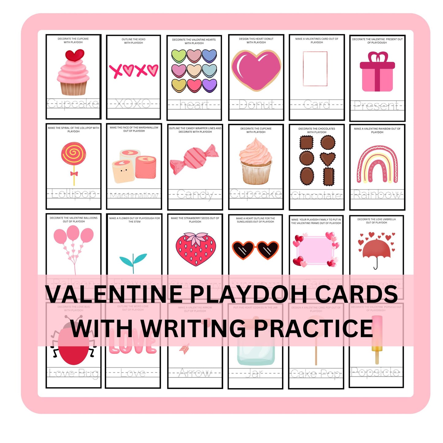 Valentine's Day Play Dough Mats | Printable Play Doh Activities for Toddlers, Preschool, Kindergarten & Pre-K | Fine Motor Skills Learning