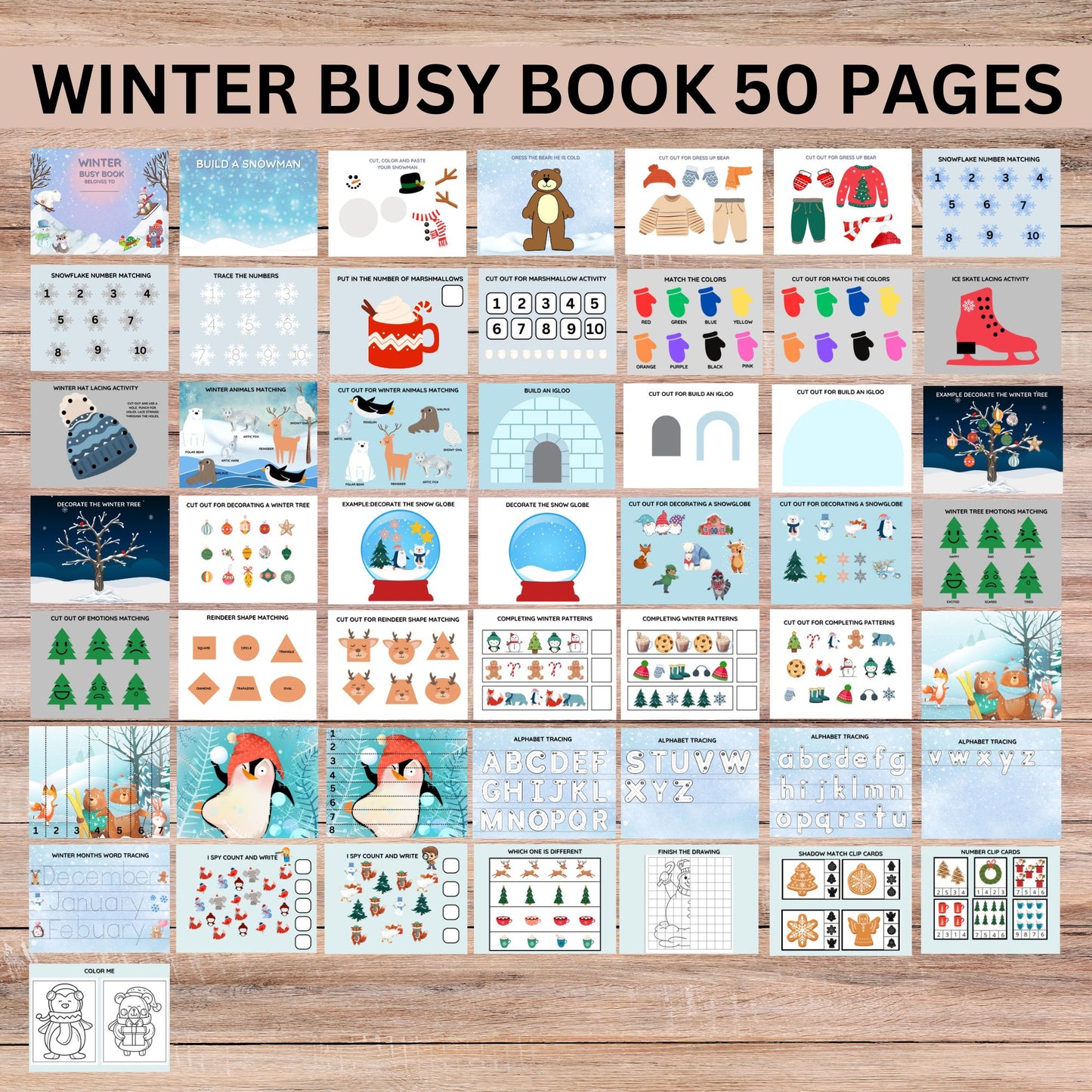 Winter Printable Busy Book Preschool Learning Binder Preschool & Toddler Learning Activities Homeschool Kindergarten Activity Book