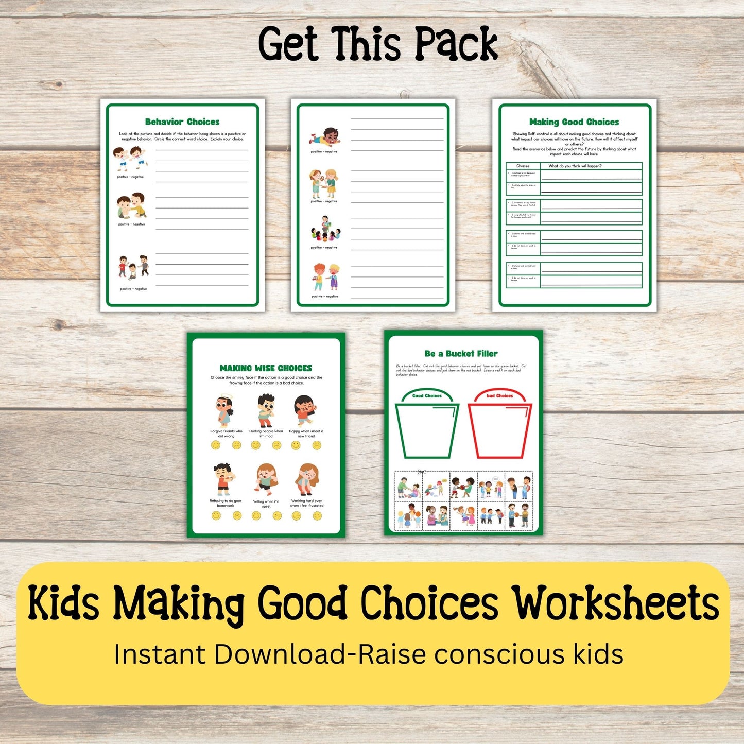 Good vs Bad Choices Worksheets Social Skills Sorting Activities Autism ABA Therapy Social Emotional SEL Visual Aid Kids Behavior Activities