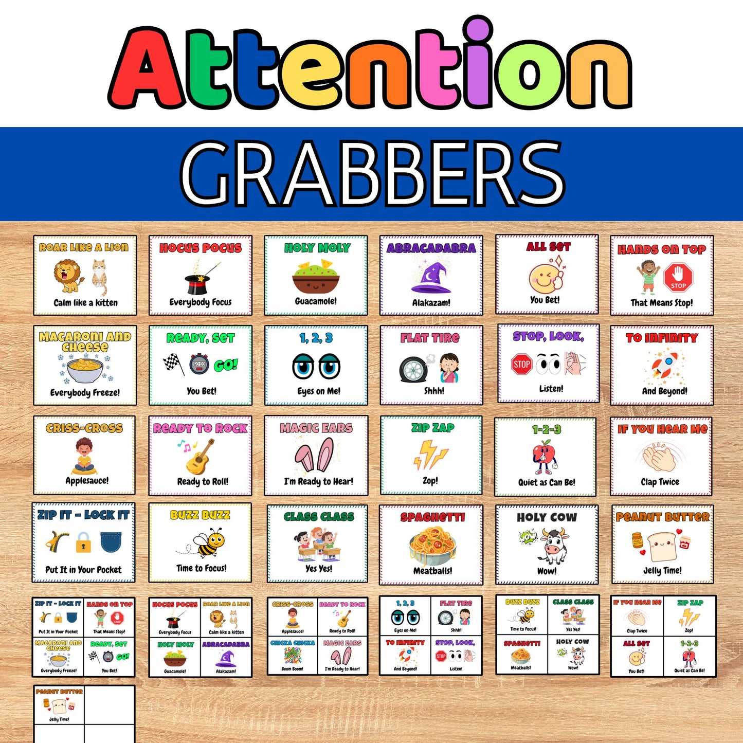 25 Classroom Attention Grabbers Posters & Call and Response Cards | Fun Teacher Printables for Classroom Management