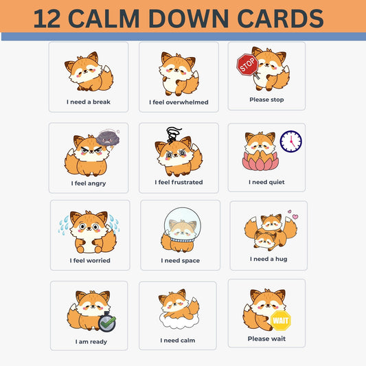 Printable autism calm down cards for emotional regulation and communication