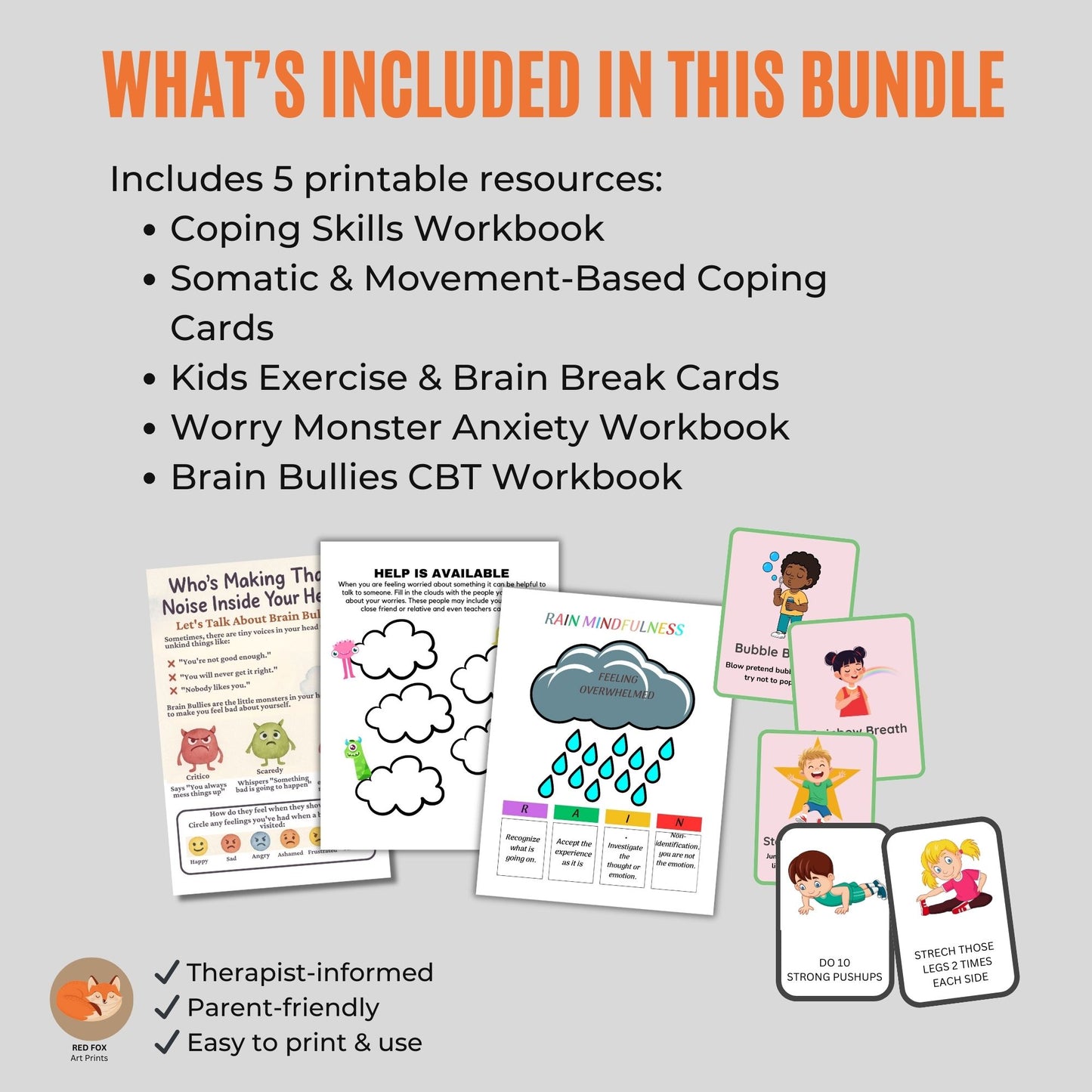 Kids Anxiety and ADHD Coping Skills Bundle (Ages 4–9)
