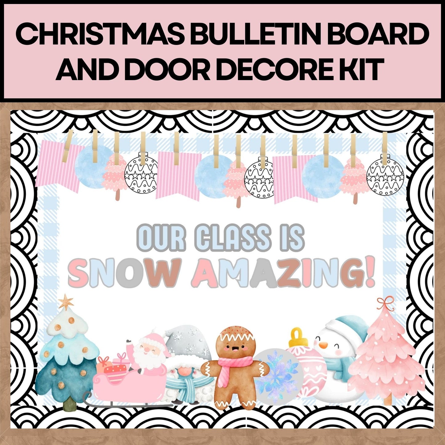 Winter Bulletin Board Kit January Bulletin Board Winter Holiday Theme Christmas Bulletin Board Kit and Door Decor Trendy Christmas Bulletin