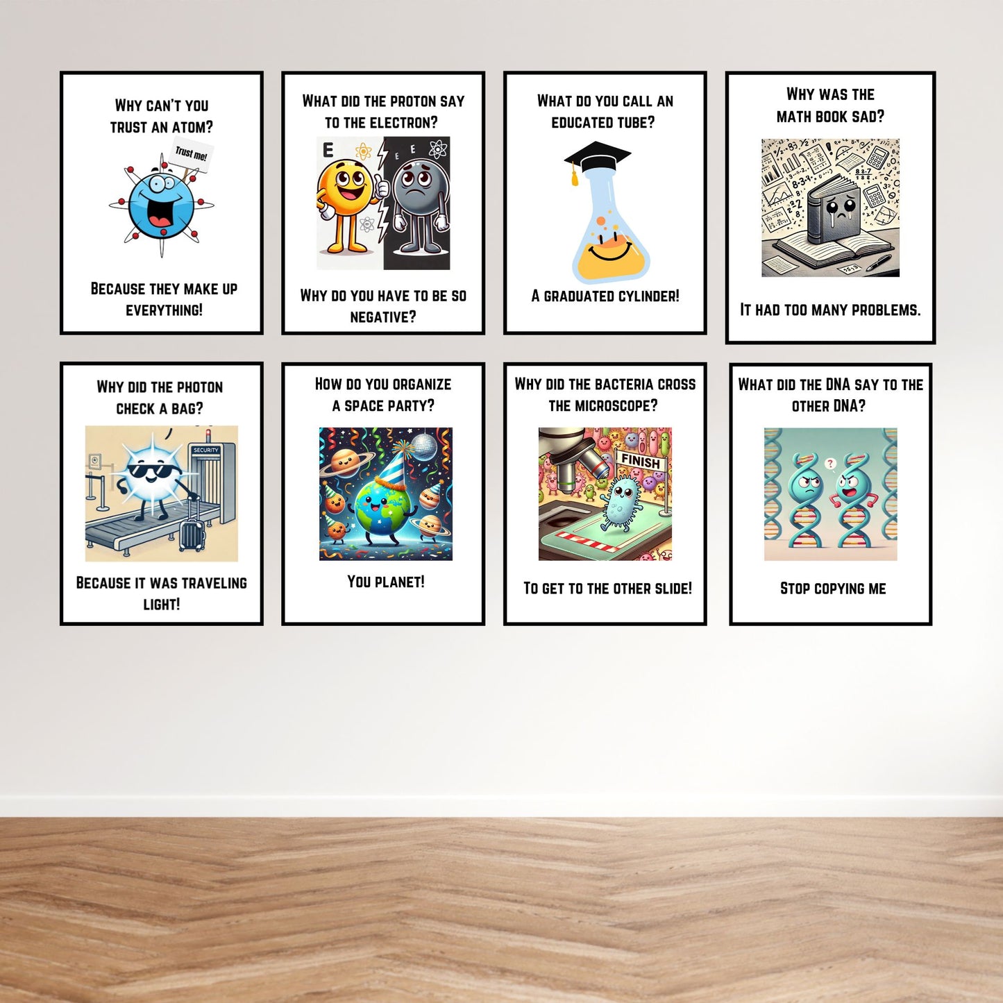 Funny Science Posters Set Of 9 Prints Science Classroom Posters Puns Jokes Science Homeschool Science Teacher Gift Classroom Displays