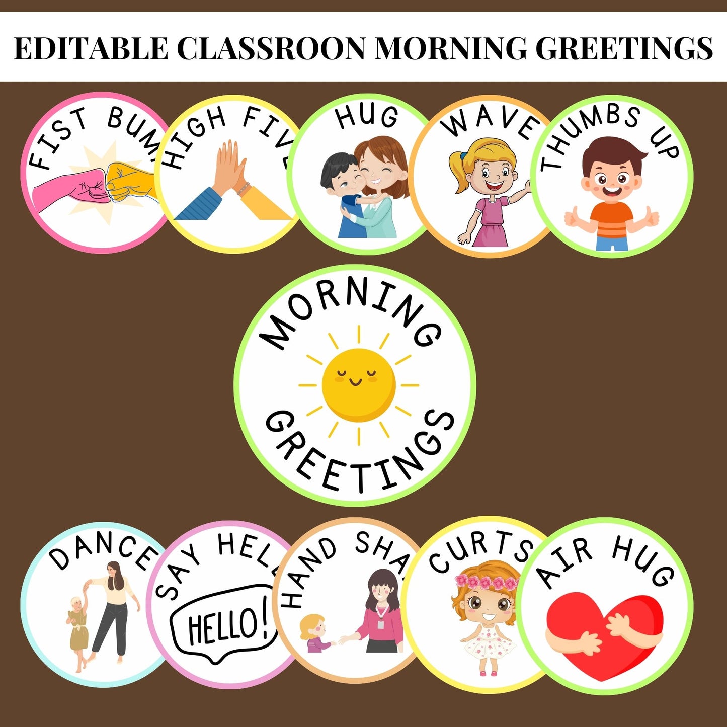 Classroom Morning Greeting Display Bundle | Printable Morning Greeting Choices for Students | Elementary Classroom Decor