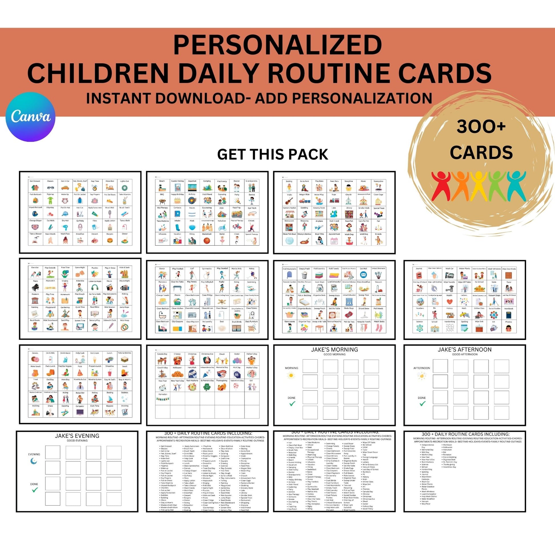 Autism visual schedule chart with daily routine cards printable