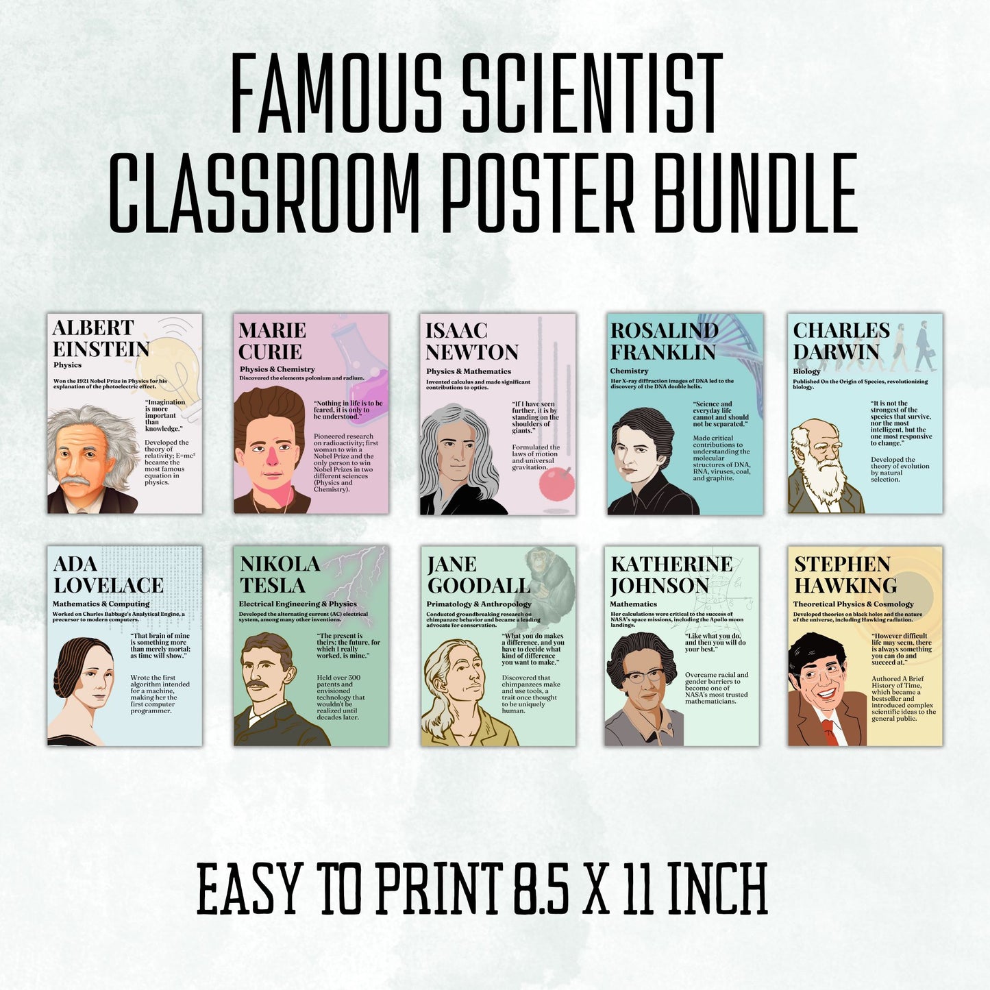 Famous Scientist Classroom Poster Set Science Classroom Décor Women in Science Men in Science Famous Women in Math Classroom Decor Digital