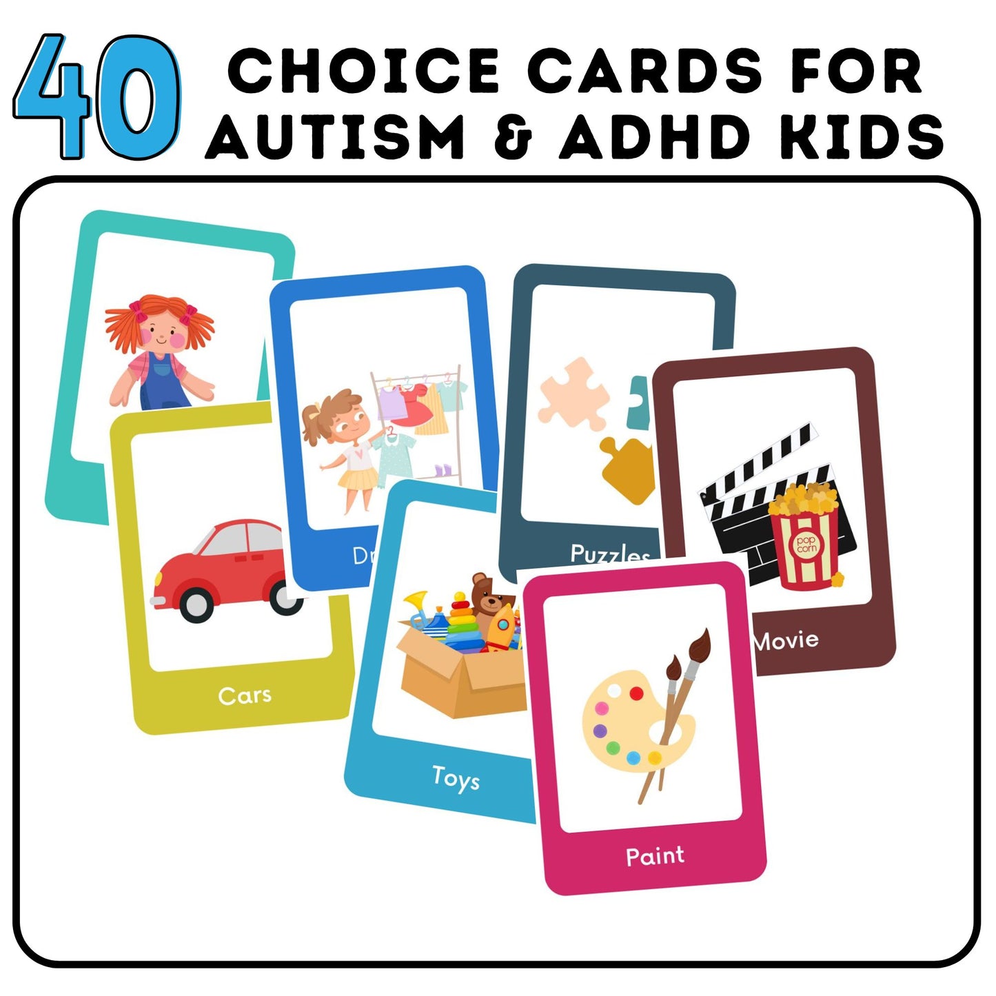 Autism visual choice cards for communication and decision making