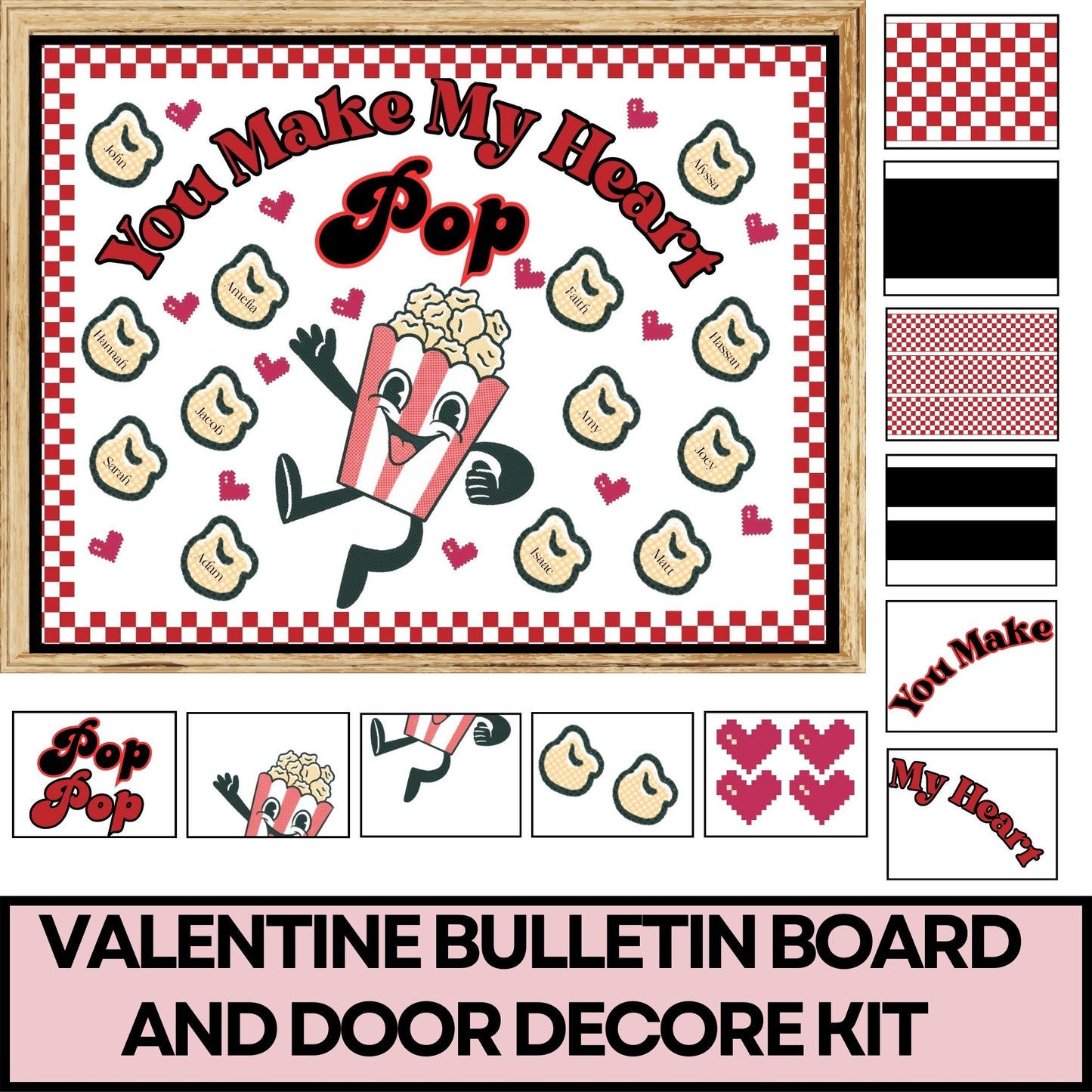 Valentines Bulletin Board Retro Bulletin Board Popcorn Bulletin Board Valentines Door Decor Classroom Decor Valentine Student Activity