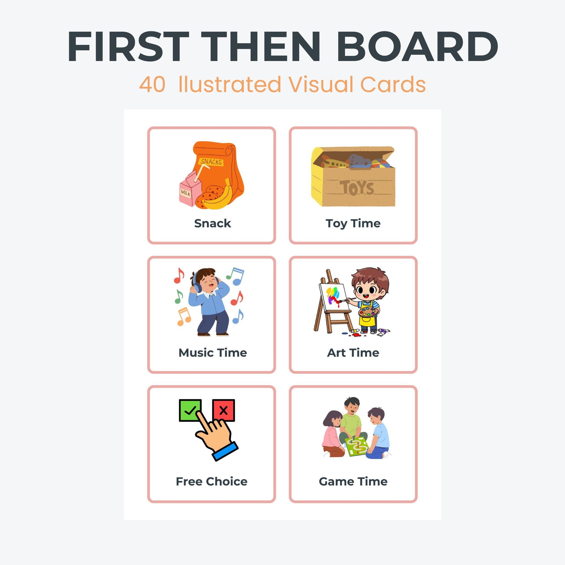 First Then visual task and reward cards for autism transition support