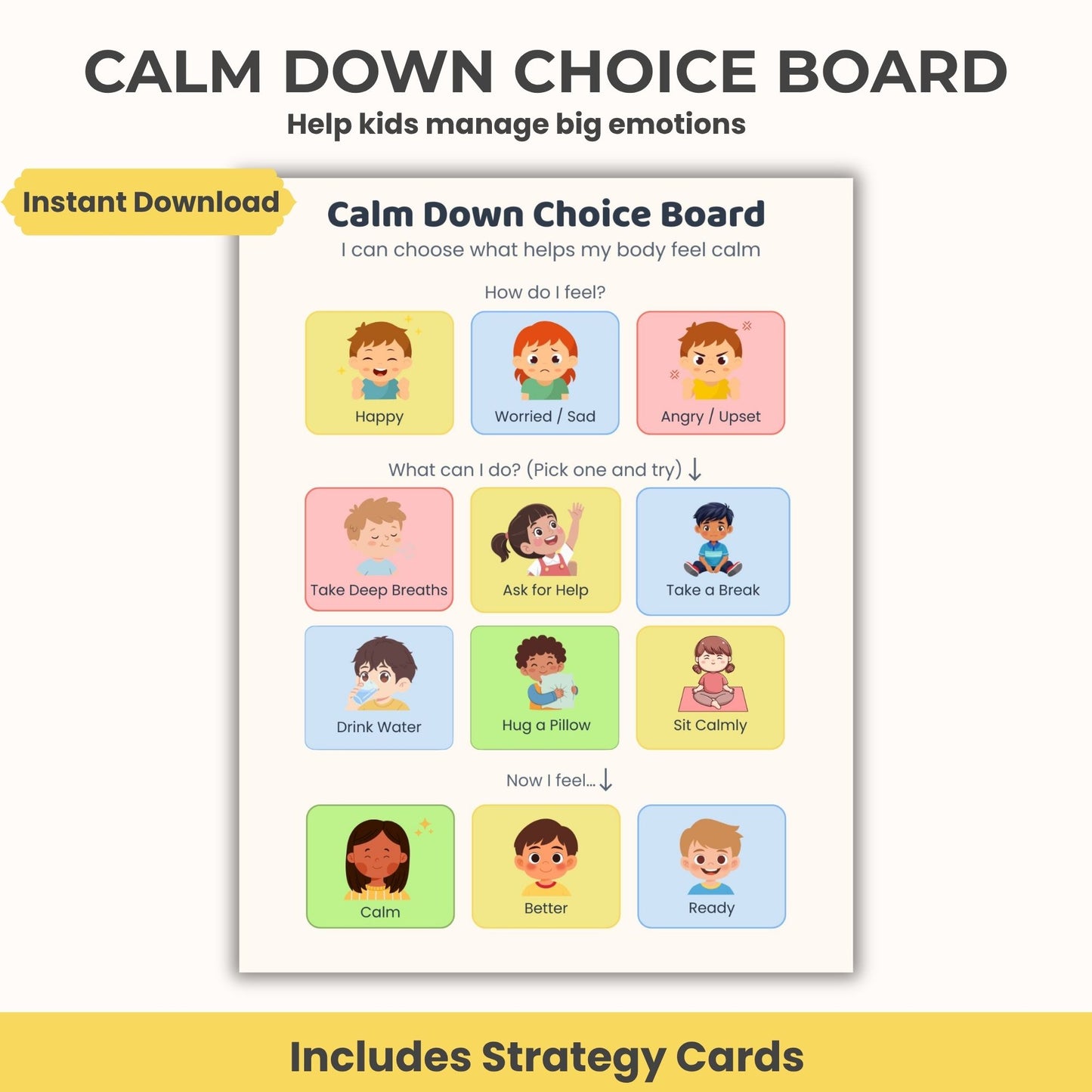 calm down corner printable visual support for children