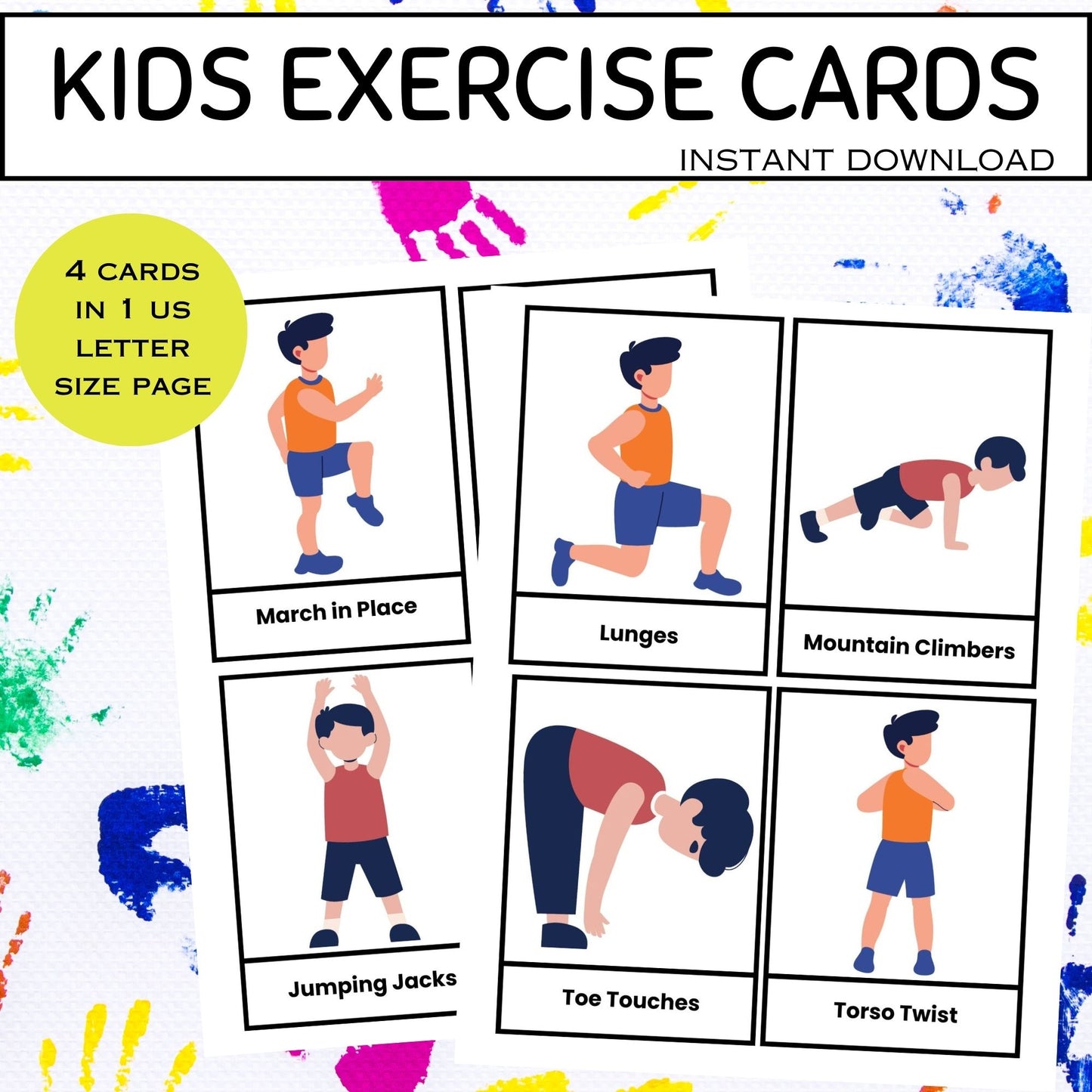 Exercise Cards for Kids | 52 Movement & Fitness Activity Cards (Boys)
