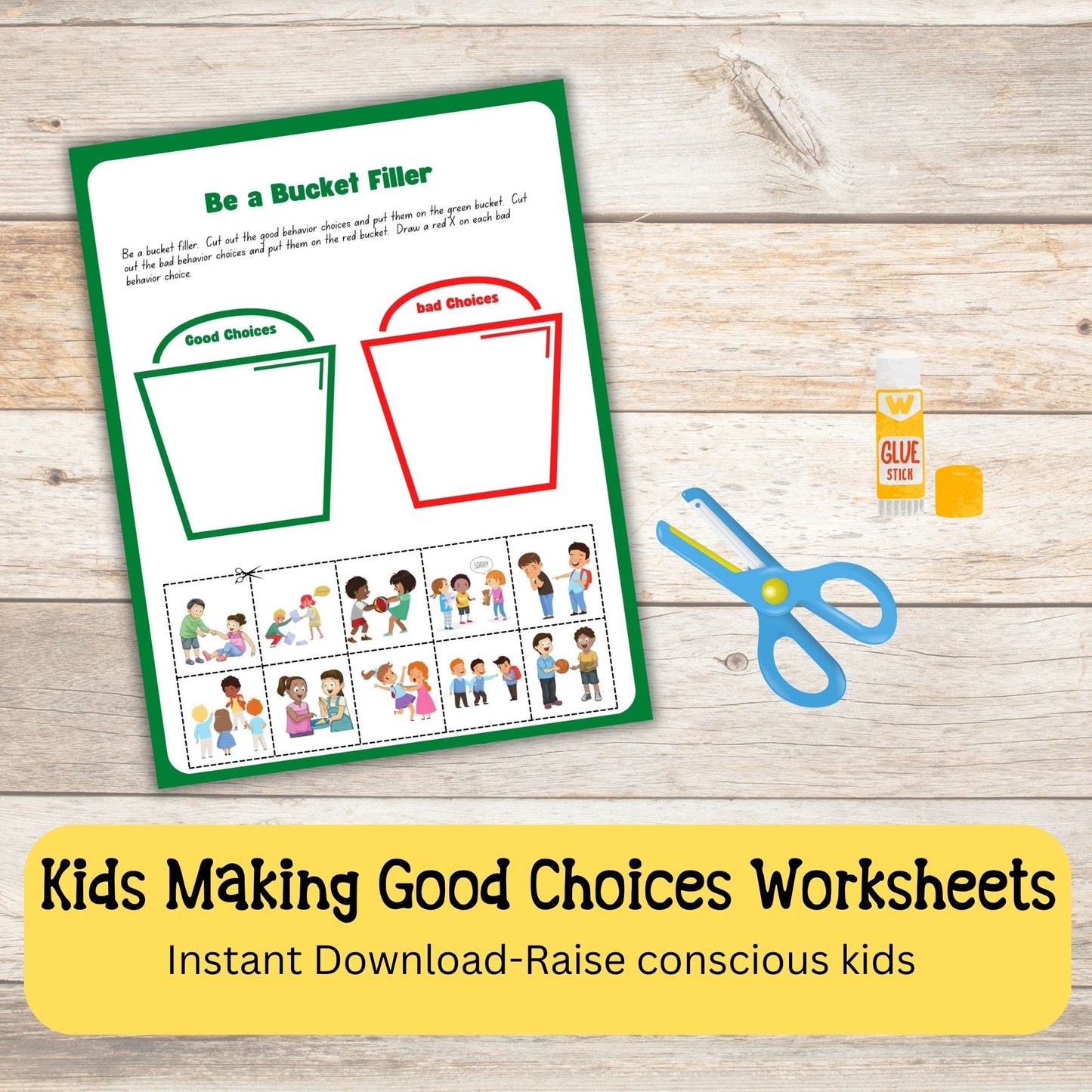 Good vs Bad Choices Worksheets Social Skills Sorting Activities Autism ABA Therapy Social Emotional SEL Visual Aid Kids Behavior Activities