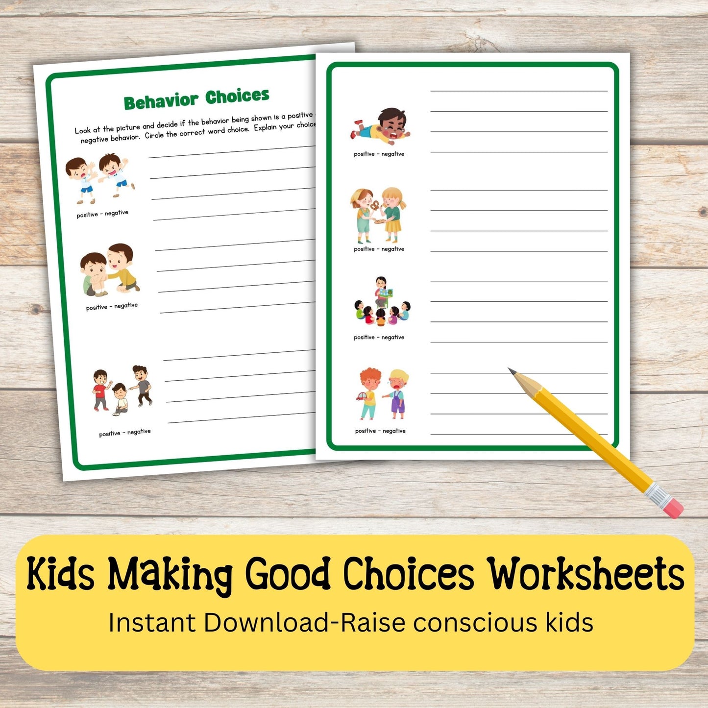 Good vs Bad Choices Worksheets Social Skills Sorting Activities Autism ABA Therapy Social Emotional SEL Visual Aid Kids Behavior Activities