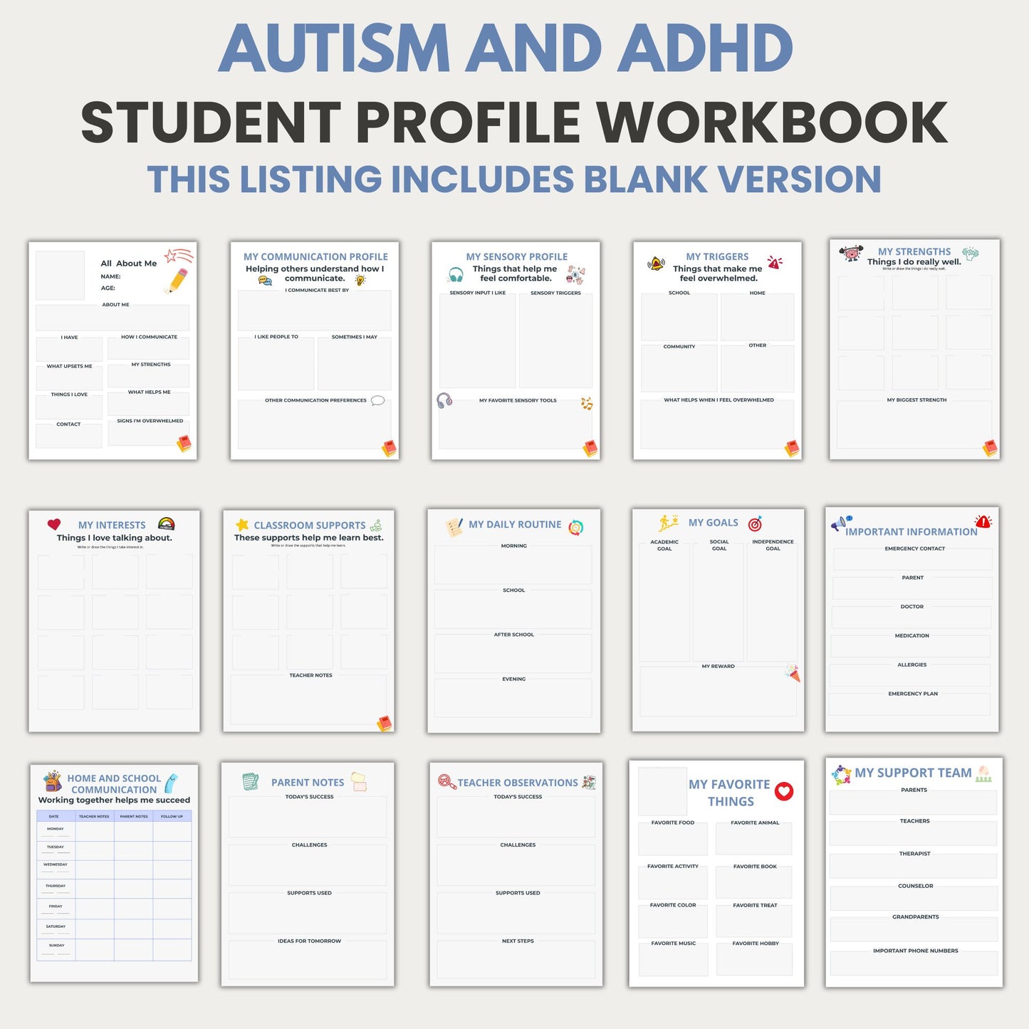 Editable Autism All About Me Student Profile | Special Education