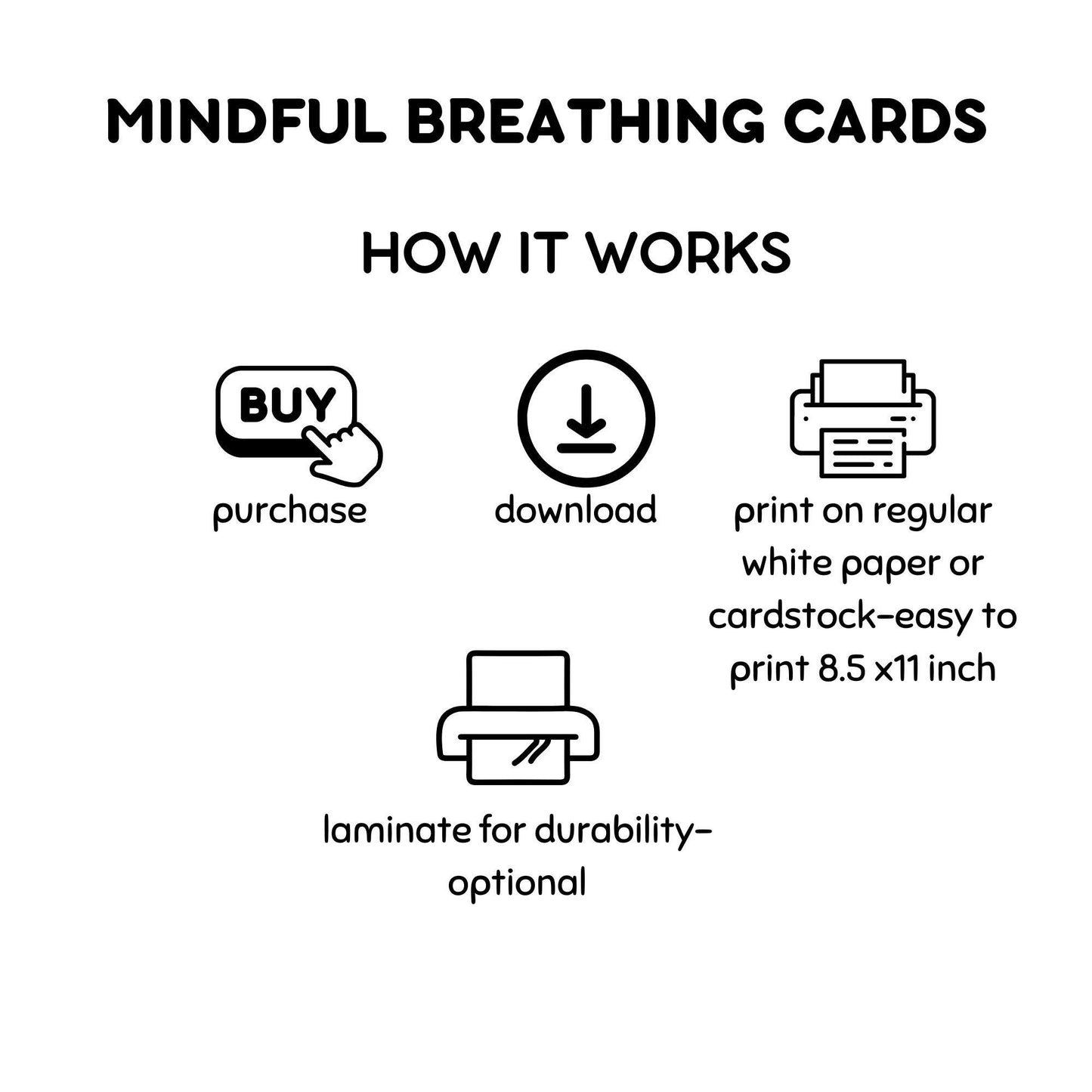 On-the-Go Breathing Cards for Kids | Mindfulness & Coping Skills | Anxiety Relief Techniques | Portable CBT Therapy | Digital Download