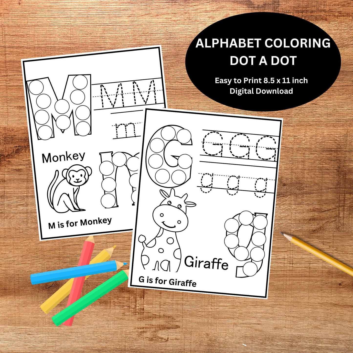 Kids Dot Marker Animal Coloring Pages Alphabet Dot Marker Printables Alphabet Uppercase and Lowercase Toddlers Preschoolers Tracing Activity