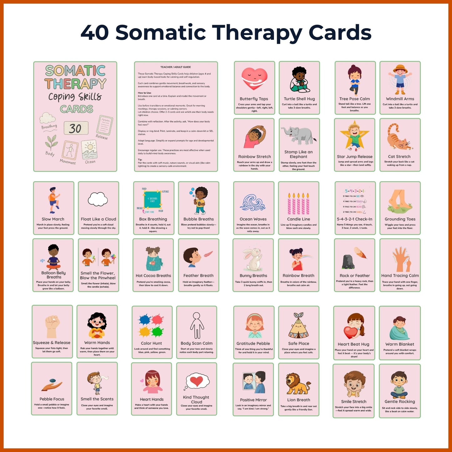 Calm down strategies cards and SEL activities for kids
