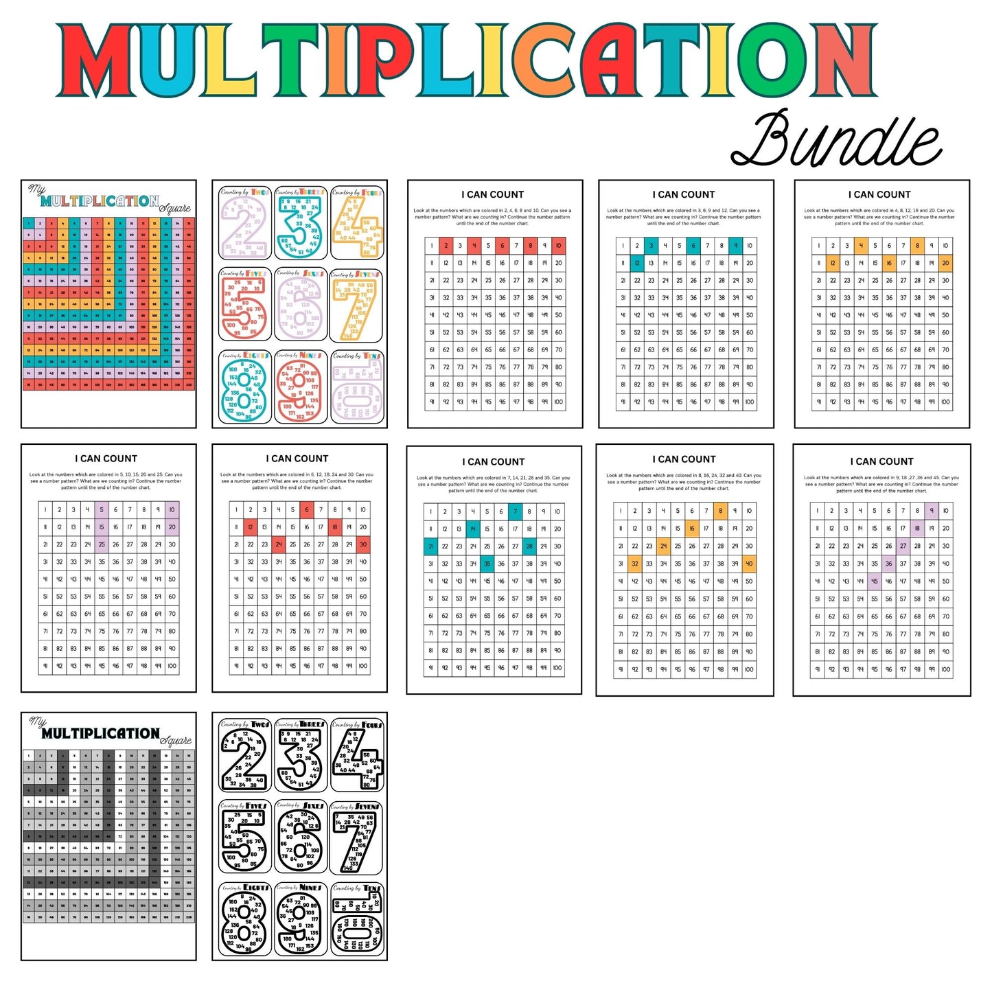 Skip Counting Cards Printable | Multiplication Practice for Kids | Homeschool Math Activity | Early Math Skills & Skip Counting Resources