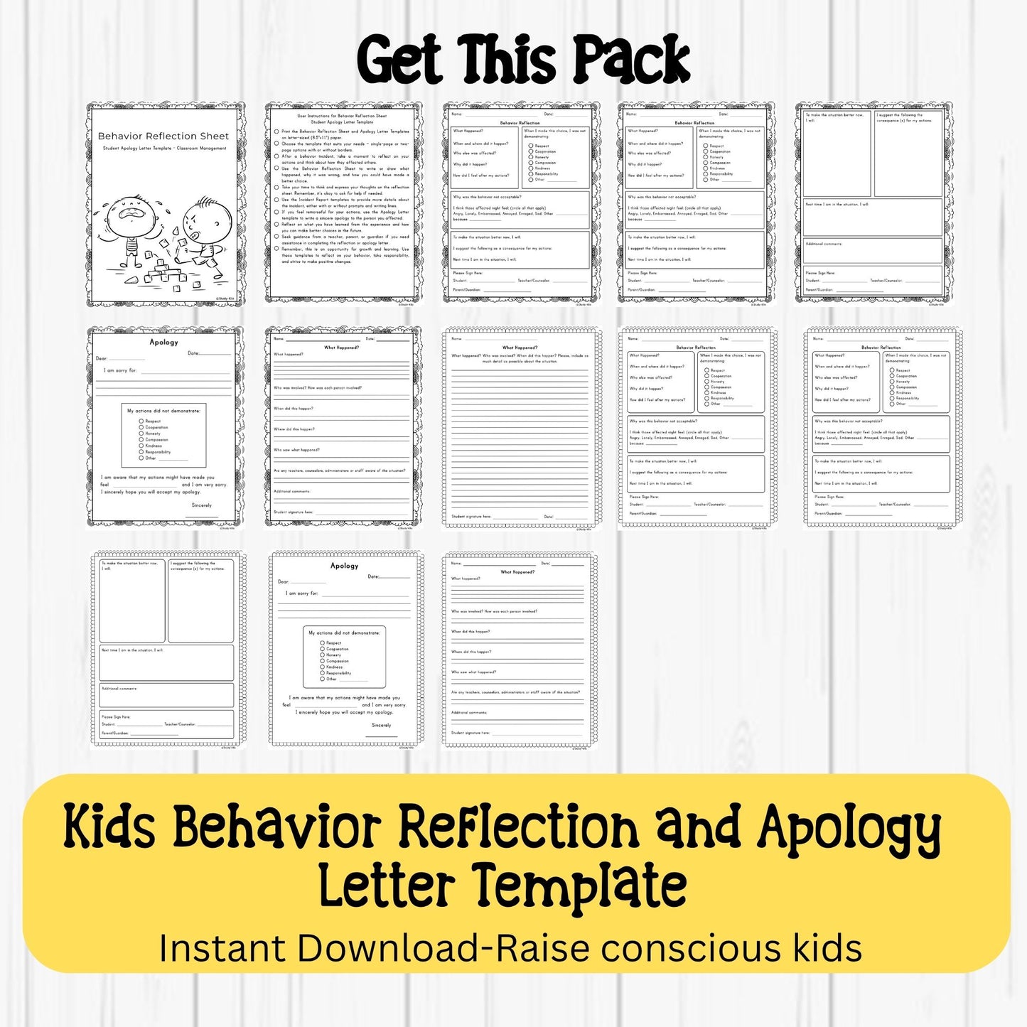Behavior Reflection, Worry Monster & Coping Skills SEL Bundle | Calm Down Corner, Emotional Regulation Activities for Kids