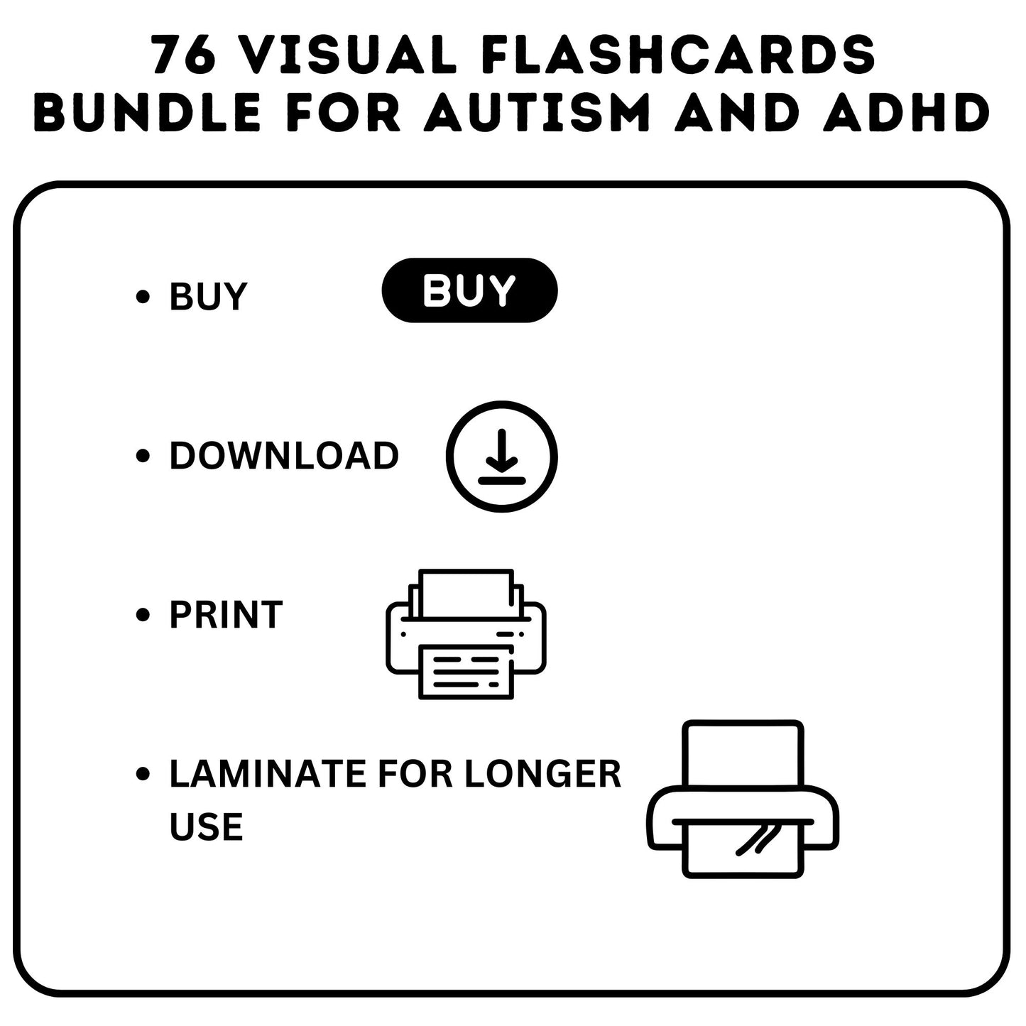 Autism & ADHD Visual Flashcards Bundle – Emotions, Routines and Communication (76 Cards)