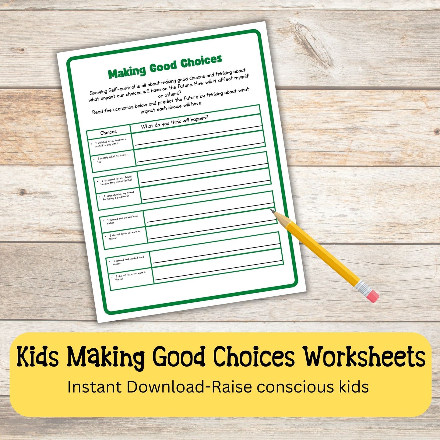 Good vs Bad Choices Worksheets Social Skills Sorting Activities Autism ABA Therapy Social Emotional SEL Visual Aid Kids Behavior Activities