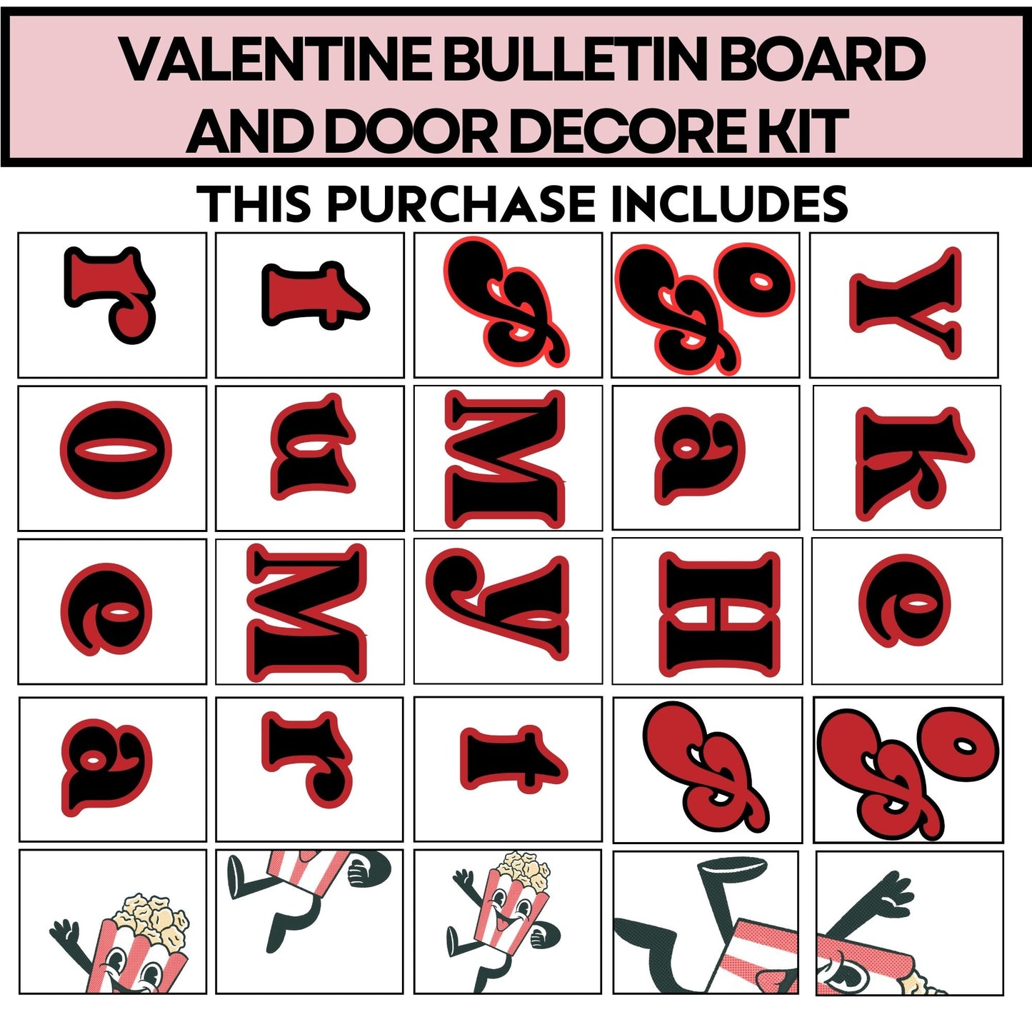 Valentines Bulletin Board Retro Bulletin Board Popcorn Bulletin Board Valentines Door Decor Classroom Decor Valentine Student Activity