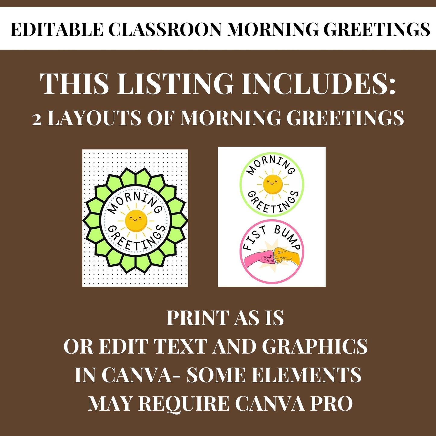 Classroom Morning Greeting Display Bundle | Printable Morning Greeting Choices for Students | Elementary Classroom Decor